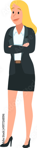 Professional businesswoman standing with arms crossed illustrating confidence