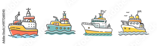 Offshore support vessel icon for maritime industry and marine logistics.