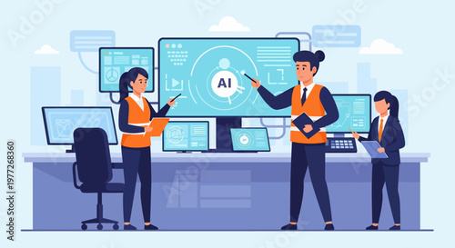 Team Discussing Artificial Intelligence Project.