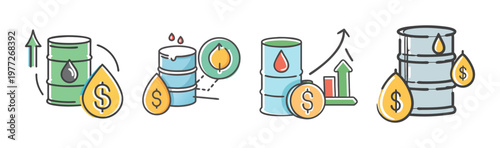 Icon representing oil trading and global petroleum market fluctuations.