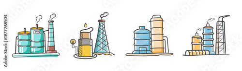 Industrial oil refinery tower, a symbol of energy production and manufacturing.