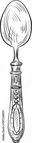Ornate spoon drawing showing vintage kitchen utensil
