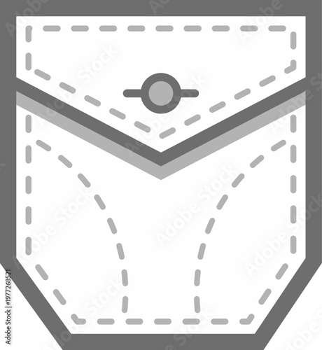 Clothing pocket with button flap design icon