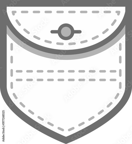 Clothing pocket with flap and button vector icon