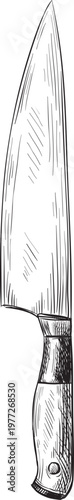 Chef knife drawing preparing food for cooking