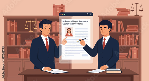 Two Lawyers Discussing Resume on Tablet.