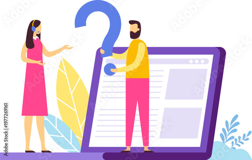 Customer support agent helping man with question online