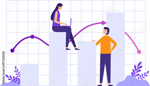 People analyzing business data and financial performance chart