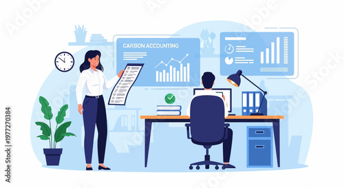 Woman Standing Near Man Working on Computer.