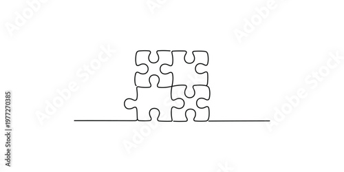 Simple puzzle pieces fitting together on a flat surface jigsaw connection teamwork problem solving solution