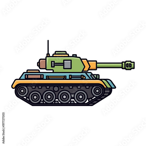 Colorful Cartoon Tank Vehicle Illustration