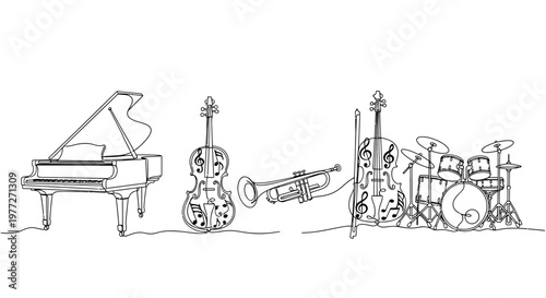 Musical instruments for jazz performance.