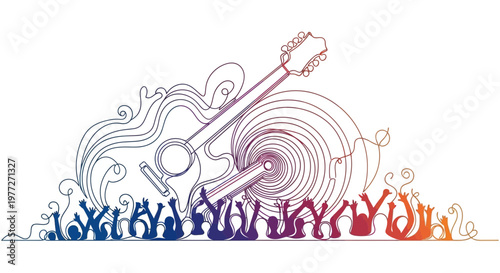 People Celebrating with Guitar Music.