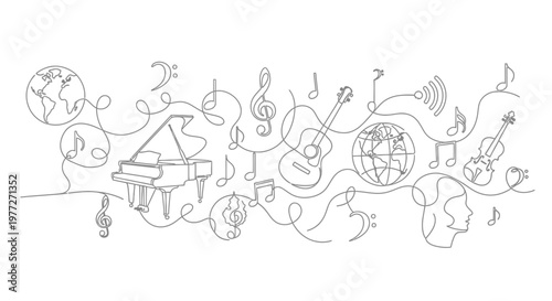 Music symbols and instruments icons.