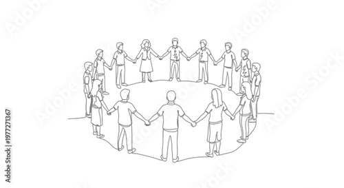 Diverse group of people holding hands.