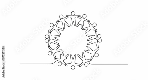 People Holding Hands in Circle Line.