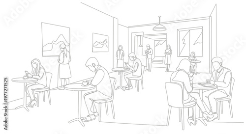 People sitting at tables indoors.