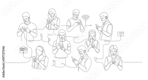 People using mobile phones together.