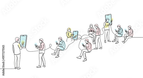 People connected in a line.