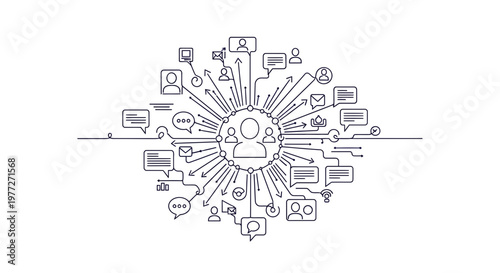 Robot surrounded by digital icons.