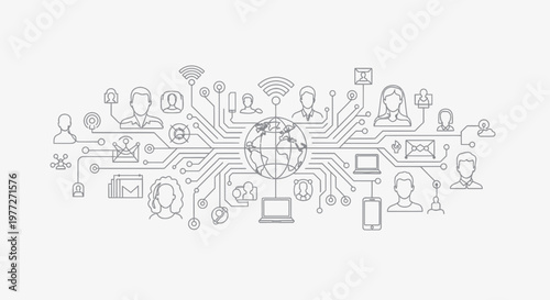 Technology icons in a circuit board.