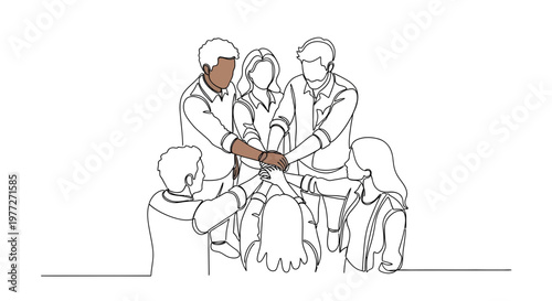 Diverse group of people holding hands.