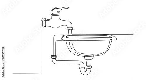 A line drawing of a sink.