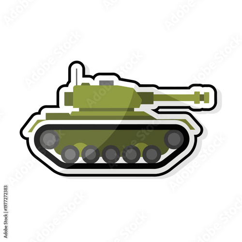 Green military tank illustration, army vehicle, flat design sticker