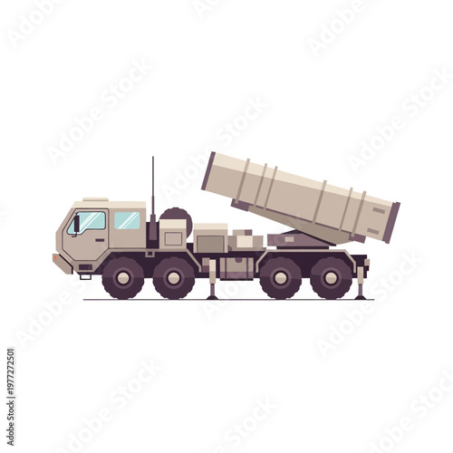 Military Missile Launcher Truck, Pixel Art, Vector Illustration