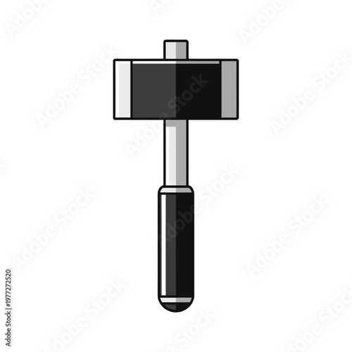 Simple black and white illustration of a heavy duty sledgehammer isolated on white background.