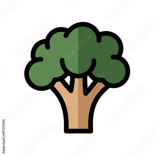 Stylized Broccoli Icon - Healthy Food Vector Art