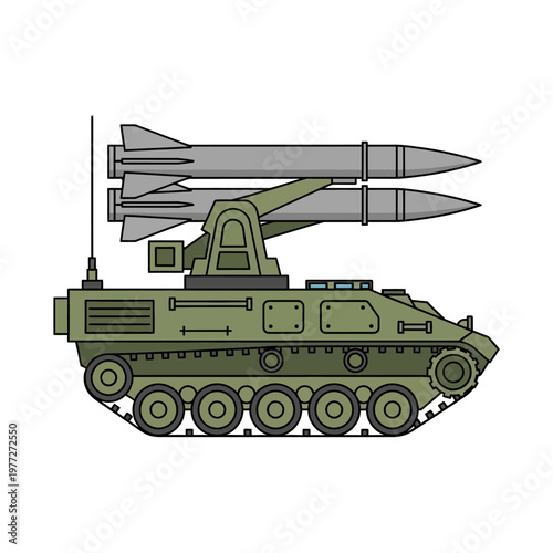 Military Missile Launcher Vehicle on Tracks - Defense System Illustration
