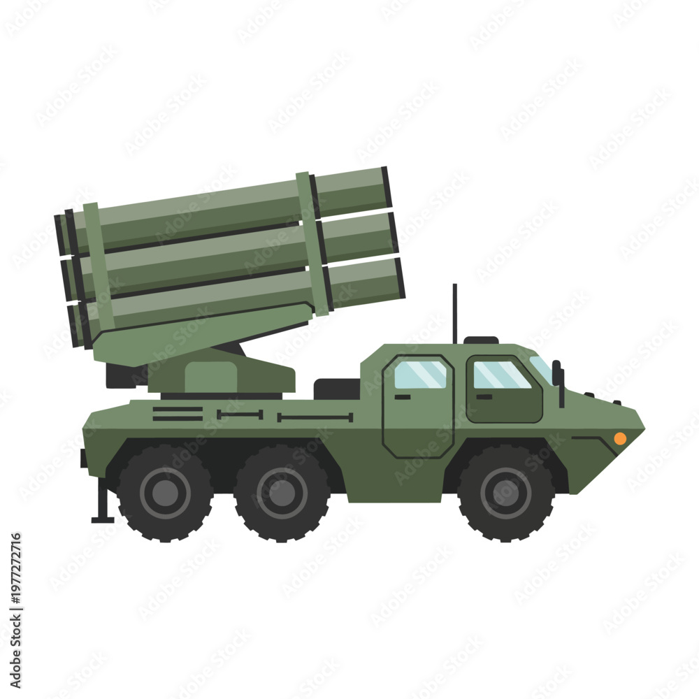 Obraz premium Military Rocket Launcher Vehicle - Artillery System Illustration