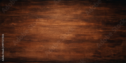 Old grunge wood texture background featuring a dark brown natural grain pattern on an aged oak timber plank surface
