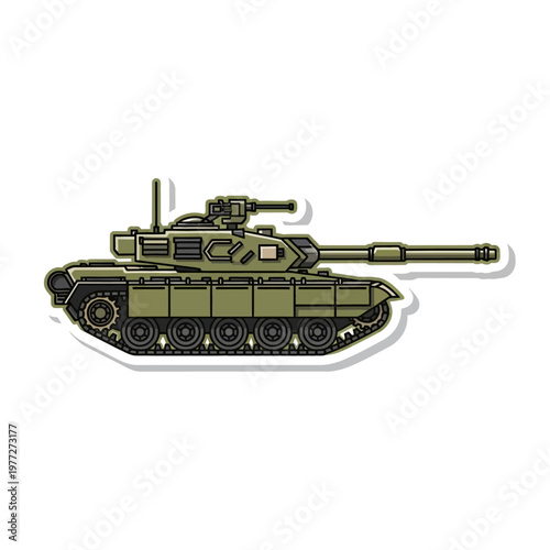 Modern Military Tank - Green Armored Vehicle Illustration