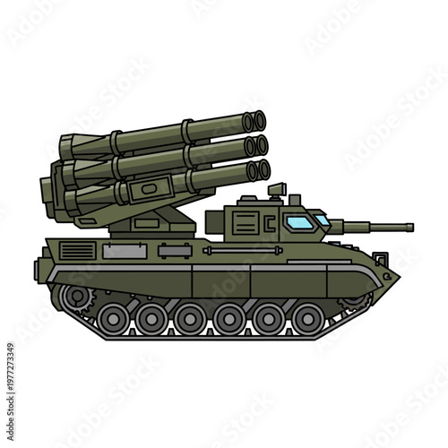 Modern Missile Launcher Vehicle, Military Vehicle Illustration