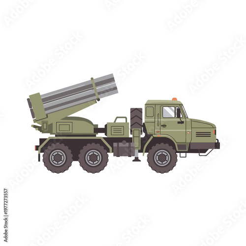 Pixel Art Rocket Launcher Truck - Military Vehicle Illustration