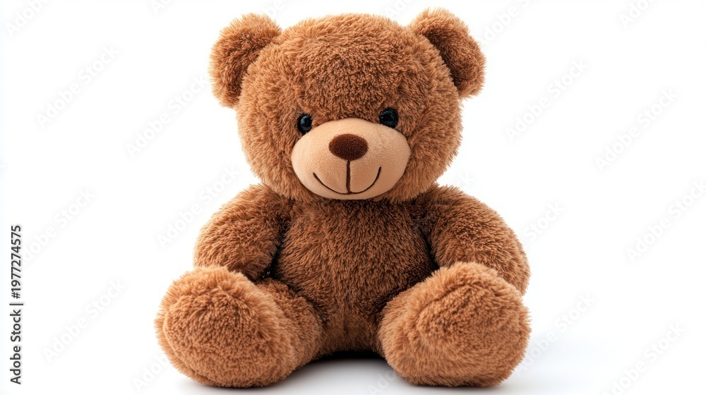 Fototapeta premium Plush teddy bear sitting, studio shot, use for kids' products, or gifts