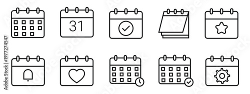 calendar editable line icon collection