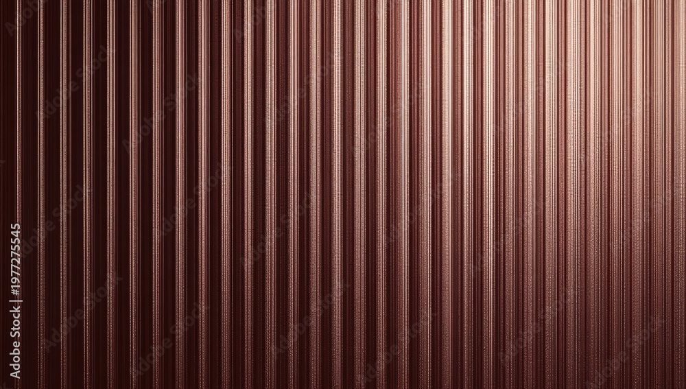 Obraz premium Metallic, ribbed, textured surface with vertical, parallel lines and soft light
