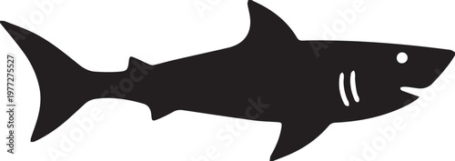 bold black shark silhouette flat design icon for logo mascot tattoo sticker and sports branding