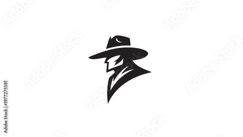 Man in a wide-brimmed hat and sharp suit, depicted in a striking black silhouette with angular lines for a modern, enigmatic profile