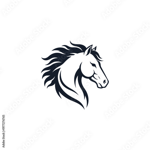 Elegant Horse Head Logo in Dark Minimal Vector Style Isolated on Light Background