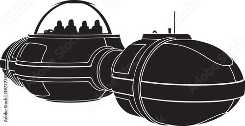 Spacecraft, futuristic spaceship, black illustration, sci-fi vehicles, cosmic exploration