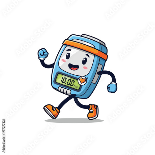 Cute Pedometer Mascot Running