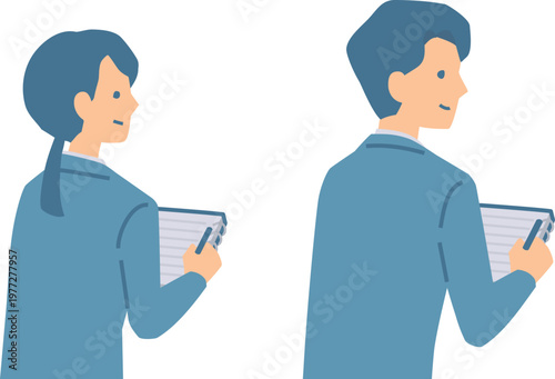 ノートをとる新入社員のイラスト