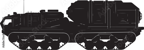 Military tank, armored vehicle, black silhouette, vector illustration, combat machine