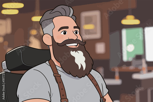 Handsome Bearded Man in Barber Shop