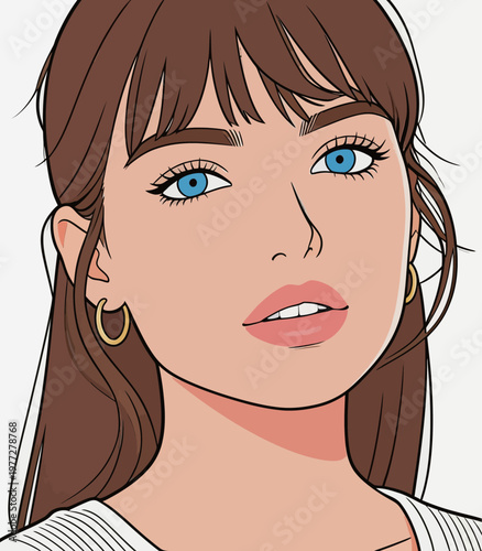 Illustration of Stylish Woman with Bangs