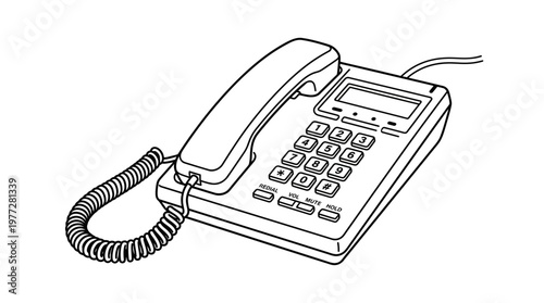 Classic corded telephone with keypad and receiver for communication needs